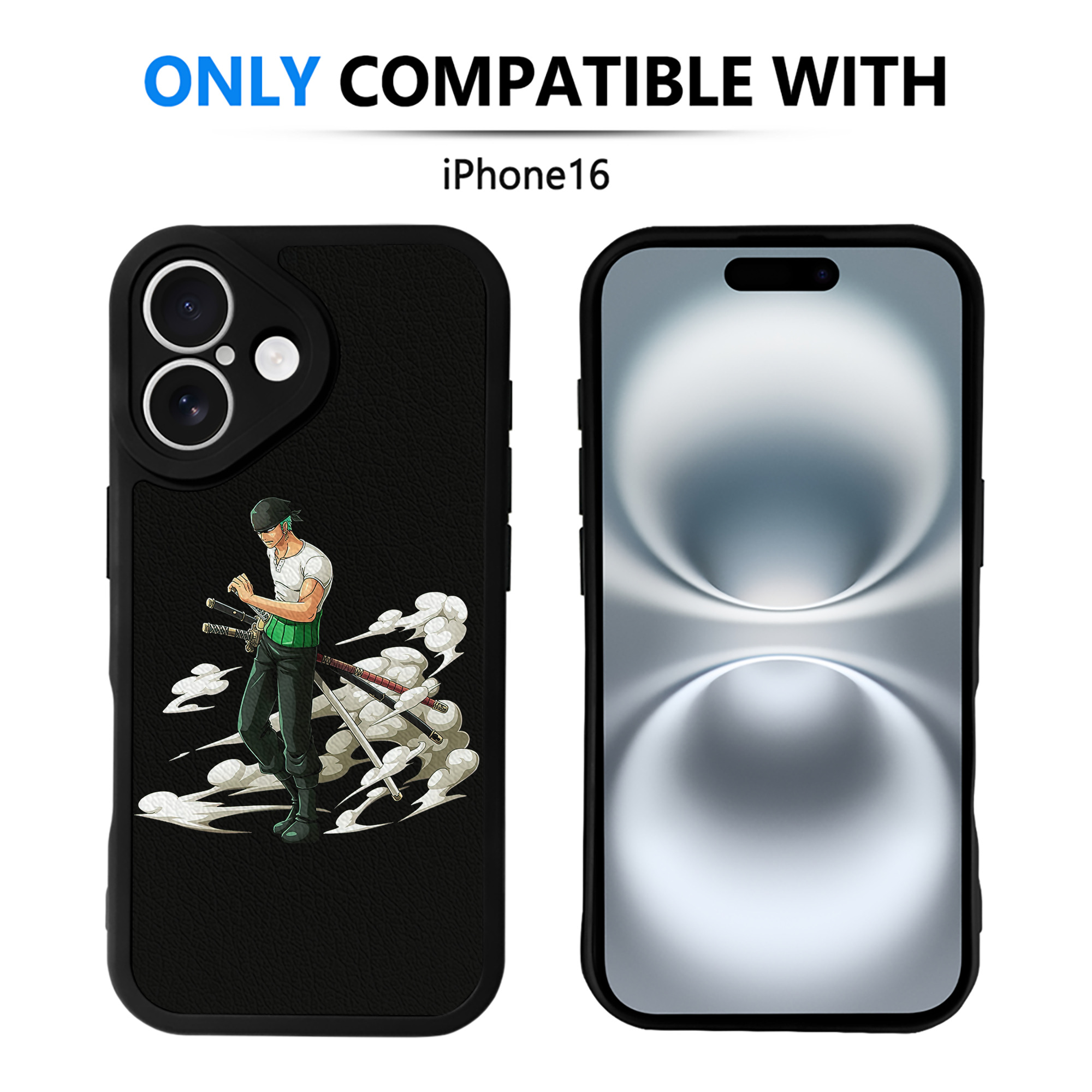 （画像用） ワンピース ロロノア・ゾロ ONE PIECE Roronoa Zoro 【iPhone 16シリーズ対応】シリコンスマホケース（レザー調） 材質：シリコン